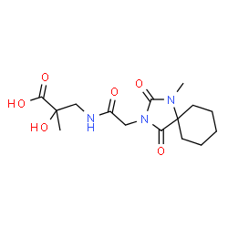 ChemSpider 2D Image | 2-Hydroxy-2-methyl-3-{[(1-methyl-2,4-dioxo-1,3-diazaspiro[4.5]dec-3-yl)acetyl]amino}propanoic acid | C15H23N3O6