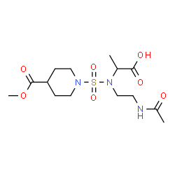 ChemSpider 2D Image | N-(2-Acetamidoethyl)-N-{[4-(methoxycarbonyl)-1-piperidinyl]sulfonyl}alanine | C14H25N3O7S