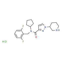 ChemSpider 2D Image | N-Cyclopentyl-N-(2,6-difluorobenzyl)-1-(3-piperidinyl)-1H-pyrazole-3-carboxamide hydrochloride (1:1) | C21H27ClF2N4O