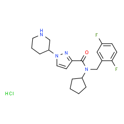 ChemSpider 2D Image | N-Cyclopentyl-N-(2,5-difluorobenzyl)-1-(3-piperidinyl)-1H-pyrazole-3-carboxamide hydrochloride (1:1) | C21H27ClF2N4O
