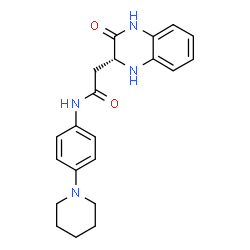 ChemSpider 2D Image | 2-[(2R)-3-Oxo-1,2,3,4-tetrahydro-2-quinoxalinyl]-N-[4-(1-piperidinyl)phenyl]acetamide | C21H24N4O2
