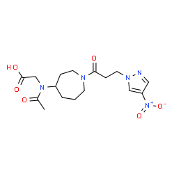 ChemSpider 2D Image | N-Acetyl-N-{1-[3-(4-nitro-1H-pyrazol-1-yl)propanoyl]-4-azepanyl}glycine | C16H23N5O6