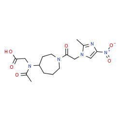 ChemSpider 2D Image | N-Acetyl-N-{1-[(2-methyl-4-nitro-1H-imidazol-1-yl)acetyl]-4-azepanyl}glycine | C16H23N5O6