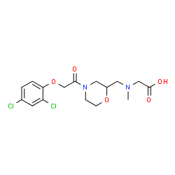 ChemSpider 2D Image | N-({4-[(2,4-Dichlorophenoxy)acetyl]-2-morpholinyl}methyl)-N-methylglycine | C16H20Cl2N2O5