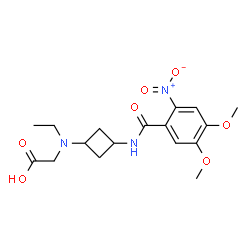 ChemSpider 2D Image | N-{3-[(4,5-Dimethoxy-2-nitrobenzoyl)amino]cyclobutyl}-N-ethylglycine | C17H23N3O7