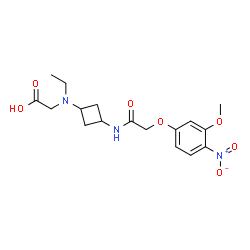 ChemSpider 2D Image | N-Ethyl-N-(3-{[(3-methoxy-4-nitrophenoxy)acetyl]amino}cyclobutyl)glycine | C17H23N3O7