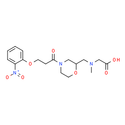 ChemSpider 2D Image | N-Methyl-N-({4-[3-(2-nitrophenoxy)propanoyl]-2-morpholinyl}methyl)glycine | C17H23N3O7