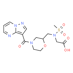 ChemSpider 2D Image | N-(Methylsulfonyl)-N-{[4-(pyrazolo[1,5-a]pyrimidin-3-ylcarbonyl)-2-morpholinyl]methyl}glycine | C15H19N5O6S