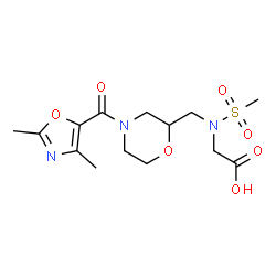 ChemSpider 2D Image | N-({4-[(2,4-Dimethyl-1,3-oxazol-5-yl)carbonyl]-2-morpholinyl}methyl)-N-(methylsulfonyl)glycine | C14H21N3O7S