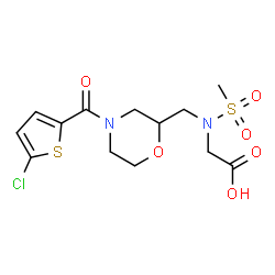 ChemSpider 2D Image | N-({4-[(5-Chloro-2-thienyl)carbonyl]-2-morpholinyl}methyl)-N-(methylsulfonyl)glycine | C13H17ClN2O6S2