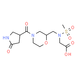 ChemSpider 2D Image | N-(Methylsulfonyl)-N-({4-[(5-oxo-3-pyrrolidinyl)carbonyl]-2-morpholinyl}methyl)glycine | C13H21N3O7S