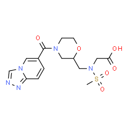 ChemSpider 2D Image | N-(Methylsulfonyl)-N-{[4-([1,2,4]triazolo[4,3-a]pyridin-6-ylcarbonyl)-2-morpholinyl]methyl}glycine | C15H19N5O6S