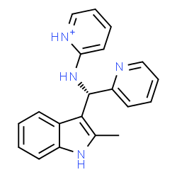 ChemSpider 2D Image | 2-{[(S)-(2-Methyl-1H-indol-3-yl)(2-pyridinyl)methyl]amino}pyridinium | C20H19N4