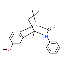ChemSpider 2D Image | 5-Methoxy-8,11,11-trimethyl-9-phenyl-1,9-diazatricyclo[6.2.2.0~2,7~]dodeca-2,4,6-trien-10-one | C20H22N2O2
