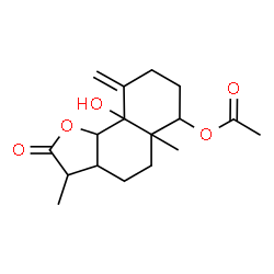 ChemSpider 2D Image | 9a-Hydroxy-3,5a-dimethyl-9-methylene-2-oxododecahydronaphtho[1,2-b]furan-6-yl acetate | C17H24O5