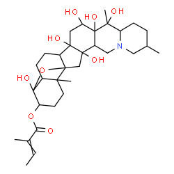 ChemSpider 2D Image | 4,12,14,16,17,20-Hexahydroxy-4,9-epoxycevan-3-yl 2-methyl-2-butenoate | C32H49NO9