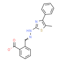 ChemSpider 2D Image | 2-{[(5-Methyl-4-phenyl-1,3-thiazol-2-yl)hydrazono]methyl}benzoate | C18H14N3O2S