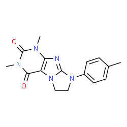 ChemSpider 2D Image | 1,3-Dimethyl-8-(4-methylphenyl)-7,8-dihydro-1H-imidazo[2,1-f]purine-2,4(3H,6H)-dione | C16H17N5O2