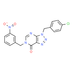 ChemSpider 2D Image | 3-(4-Chlorobenzyl)-6-(3-nitrobenzyl)-3,6-dihydro-7H-[1,2,3]triazolo[4,5-d]pyrimidin-7-one | C18H13ClN6O3