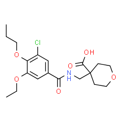 ChemSpider 2D Image | 4-{[(3-Chloro-5-ethoxy-4-propoxybenzoyl)amino]methyl}tetrahydro-2H-pyran-4-carboxylic acid | C19H26ClNO6
