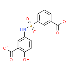 ChemSpider 2D Image | 5-{[(3-Carboxylatophenyl)sulfonyl]amino}-2-hydroxybenzoate | C14H9NO7S