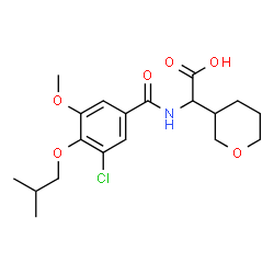 ChemSpider 2D Image | [(3-Chloro-4-isobutoxy-5-methoxybenzoyl)amino](tetrahydro-2H-pyran-3-yl)acetic acid | C19H26ClNO6