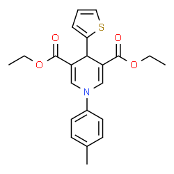 ChemSpider 2D Image | Diethyl 1-(4-methylphenyl)-4-(2-thienyl)-1,4-dihydro-3,5-pyridinedicarboxylate | C22H23NO4S