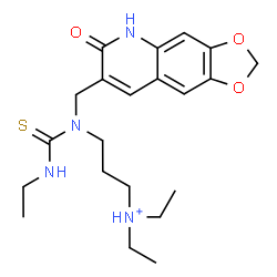 ChemSpider 2D Image | N,N-Diethyl-3-{(ethylcarbamothioyl)[(6-oxo-5,6-dihydro[1,3]dioxolo[4,5-g]quinolin-7-yl)methyl]amino}-1-propanaminium | C21H31N4O3S