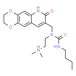 ChemSpider 2D Image | 2-{(Butylcarbamothioyl)[(7-oxo-2,3,6,7-tetrahydro[1,4]dioxino[2,3-g]quinolin-8-yl)methyl]amino}-N,N-dimethylethanaminium | C21H31N4O3S