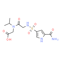 ChemSpider 2D Image | N-[(5-Carbamoyl-1H-pyrrol-3-yl)sulfonyl]glycyl-N-isopropylglycine | C12H18N4O6S