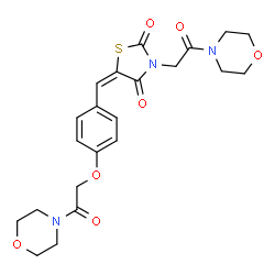 ChemSpider 2D Image | (5E)-5-{4-[2-(4-Morpholinyl)-2-oxoethoxy]benzylidene}-3-[2-(4-morpholinyl)-2-oxoethyl]-1,3-thiazolidine-2,4-dione | C22H25N3O7S