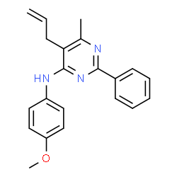ChemSpider 2D Image | 5-Allyl-N-(4-methoxyphenyl)-6-methyl-2-phenyl-4-pyrimidinamine | C21H21N3O