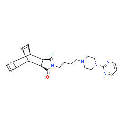 ChemSpider 2D Image | (1S,2R,6S,7S,8R,11S)-4-{4-[4-(2-Pyrimidinyl)-1-piperazinyl]butyl}-4-azatetracyclo[5.4.2.0~2,6~.0~8,11~]trideca-9,12-diene-3,5-dione | C24H29N5O2