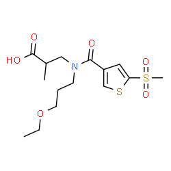 ChemSpider 2D Image | 3-[(3-Ethoxypropyl){[5-(methylsulfonyl)-3-thienyl]carbonyl}amino]-2-methylpropanoic acid | C15H23NO6S2