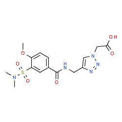 ChemSpider 2D Image | [4-({[3-(Dimethylsulfamoyl)-4-methoxybenzoyl]amino}methyl)-1H-1,2,3-triazol-1-yl]acetic acid | C15H19N5O6S
