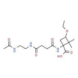 ChemSpider 2D Image | 1-({4-[(2-Acetamidoethyl)amino]-4-oxobutanoyl}amino)-3-ethoxy-2,2-dimethylcyclobutanecarboxylic acid | C17H29N3O6