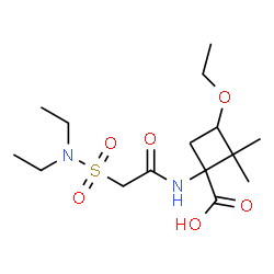 ChemSpider 2D Image | 1-{[(Diethylsulfamoyl)acetyl]amino}-3-ethoxy-2,2-dimethylcyclobutanecarboxylic acid | C15H28N2O6S