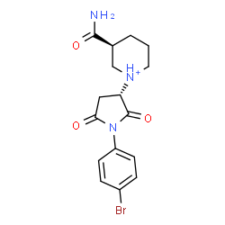 ChemSpider 2D Image | (1R,3S)-1-[(3S)-1-(4-Bromophenyl)-2,5-dioxo-3-pyrrolidinyl]-3-carbamoylpiperidinium | C16H19BrN3O3