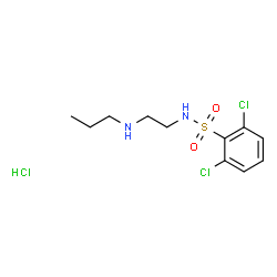 ChemSpider 2D Image | 2,6-Dichloro-N-[2-(propylamino)ethyl]benzenesulfonamide hydrochloride (1:1) | C11H17Cl3N2O2S
