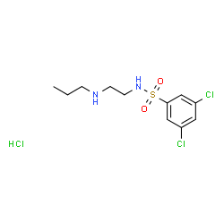 ChemSpider 2D Image | 3,5-Dichloro-N-[2-(propylamino)ethyl]benzenesulfonamide hydrochloride (1:1) | C11H17Cl3N2O2S