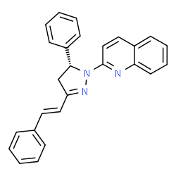 ChemSpider 2D Image | 2-{(5R)-5-Phenyl-3-[(E)-2-phenylvinyl]-4,5-dihydro-1H-pyrazol-1-yl}quinoline | C26H21N3