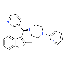 ChemSpider 2D Image | 1-[(S)-(2-Methyl-1H-indol-3-yl)(3-pyridinyl)methyl]-4-(2-pyridiniumyl)piperazin-1-ium | C24H27N5