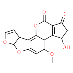 ChemSpider 2D Image | 3-Hydroxy-4-methoxy-2,3,6a,9a-tetrahydrocyclopenta[c]furo[3',2':4,5]furo[2,3-h]chromene-1,11-dione | C17H12O7