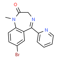 ChemSpider 2D Image | 7-Bromo-1-methyl-5-(2-pyridinyl)-1,3-dihydro-2H-1,4-benzodiazepin-2-one  | C15H12BrN3O