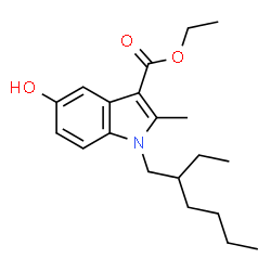 ChemSpider 2D Image | Ethyl 1-(2-ethylhexyl)-5-hydroxy-2-methyl-1H-indole-3-carboxylate | C20H29NO3
