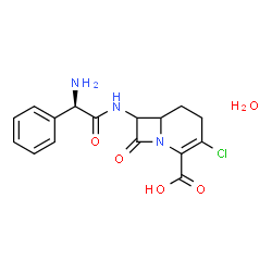 ChemSpider 2D Image | 7-{[(2R)-2-Amino-2-phenylacetyl]amino}-3-chloro-8-oxo-1-azabicyclo[4.2.0]oct-2-ene-2-carboxylic acid hydrate (1:1) | C16H18ClN3O5