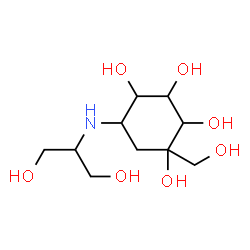 ChemSpider 2D Image | 5-[(1,3-Dihydroxy-2-propanyl)amino]-1-(hydroxymethyl)-1,2,3,4-cyclohexanetetrol | C10H21NO7