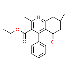 ChemSpider 2D Image | Ethyl 2,7,7-trimethyl-5-oxo-4-phenyl-5,6,7,8-tetrahydro-3-quinolinecarboxylate | C21H23NO3