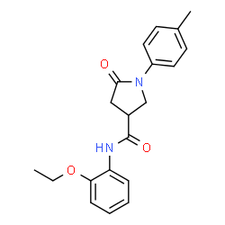 ChemSpider 2D Image | N-(2-Ethoxyphenyl)-1-(4-methylphenyl)-5-oxo-3-pyrrolidinecarboxamide | C20H22N2O3