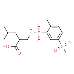 ChemSpider 2D Image | 4-Methyl-2-[({[2-methyl-5-(methylsulfonyl)phenyl]sulfonyl}amino)methyl]pentanoic acid | C15H23NO6S2